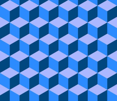 Mavi 3d izometrik kutsal geometri ızgarası grafik deco altıgen vektörsüz desen