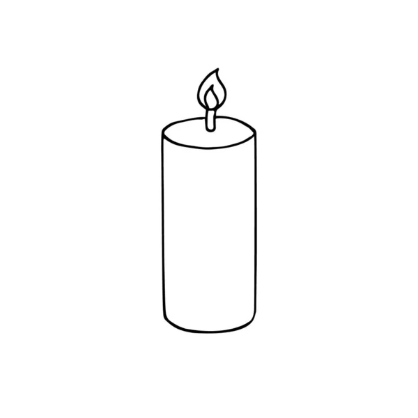 在白色背景下隔离的矢量手绘涂鸦素描蜡烛 — 图库矢量图片