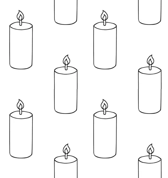 Modello Vettoriale Senza Soluzione Continuità Candela Schizzo Scarabocchio Disegnato Mano — Vettoriale Stock