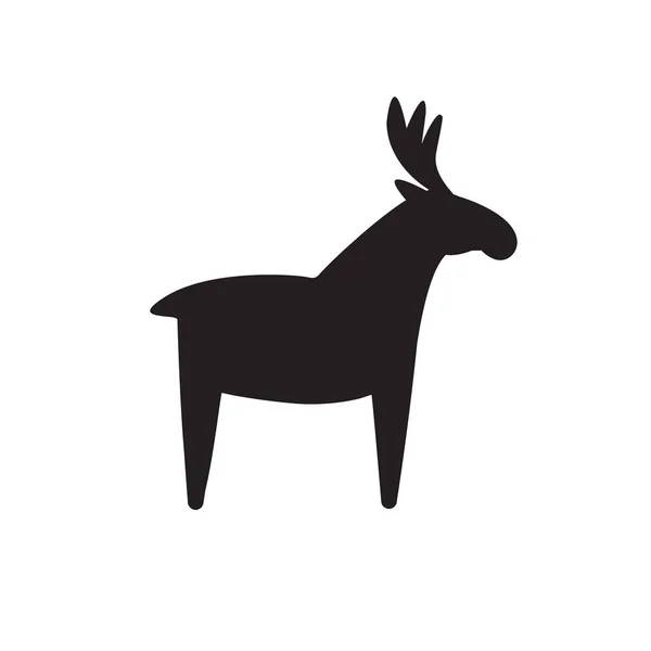 Vetor Plana Escandinavo Cervo Dala Alce Silhueta Isolado Fundo Branco — Vetor de Stock