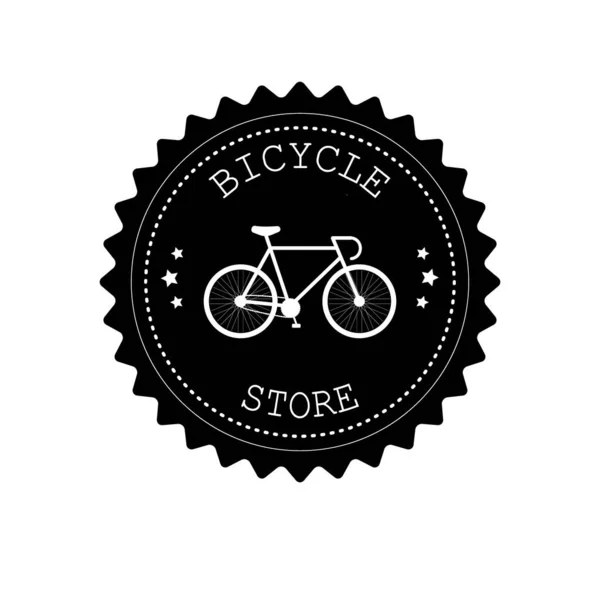 Logotipo Redondo Retro Plano Vetorial Com Bicicleta Isolada Fundo Branco — Vetor de Stock