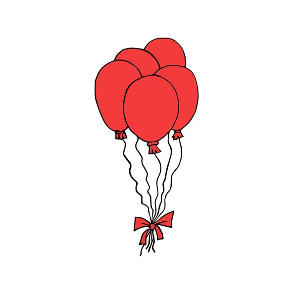 Vektor Set Von Hand Gezeichnet Doodle Skizze Roten Luftballon Isoliert — Stockvektor