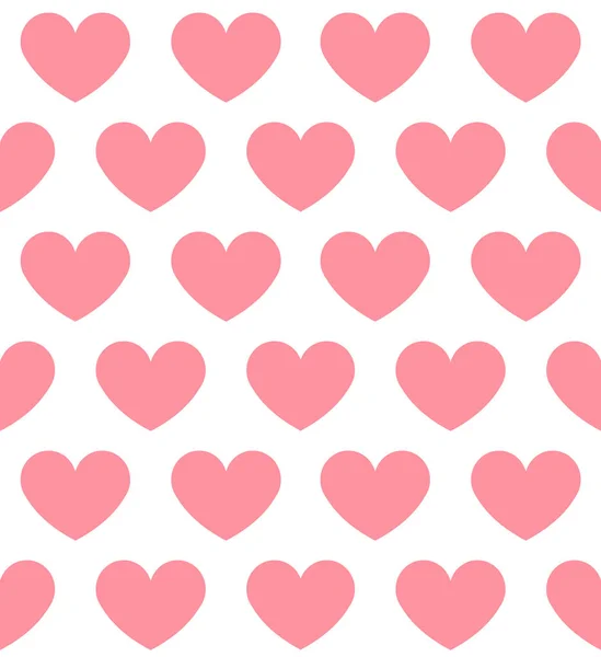 Vector Seamless Pattern Flat Pink Hearts Isolated White Background — Stock Vector