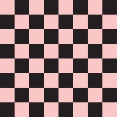 Siyah arkaplanda izole edilmiş düz pembe satranç tahtası dokusunun vektörsüz deseni