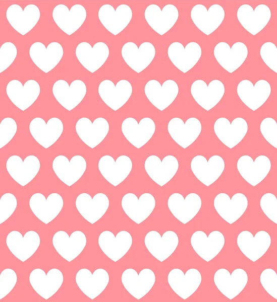 Διάνυσμα Αδιάλειπτη Μοτίβο Των Λευκών Επίπεδες Καρδιές Απομονώνονται Ροζ Φόντο — Διανυσματικό Αρχείο
