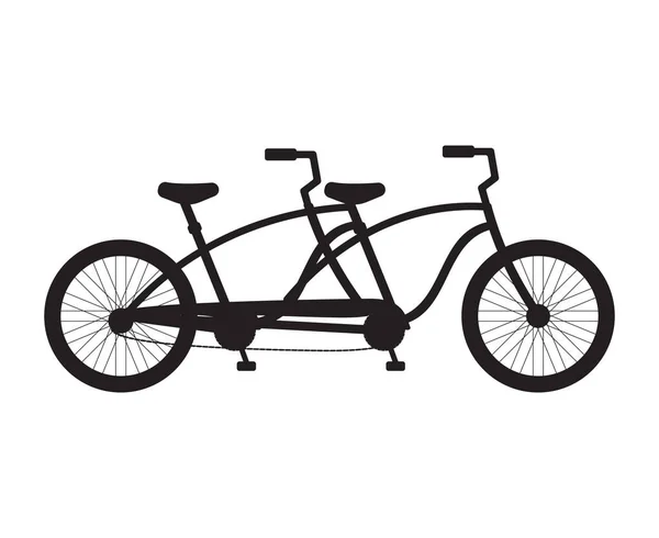 Vector Plano Doble Par Silueta Bicicleta Aislado Sobre Fondo Blanco — Archivo Imágenes Vectoriales