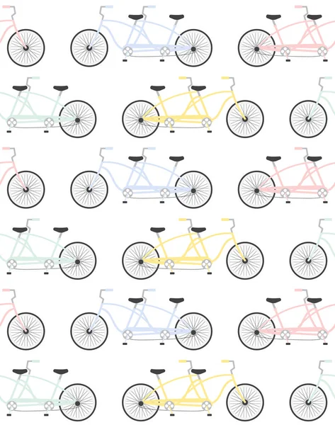 Patrón Sin Costura Vectorial Bici Doble Par Dibujos Animados Planos — Vector de stock
