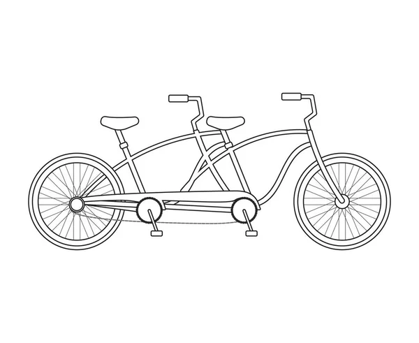 Bicicleta Doble Par Dibujos Animados Plana Vectorial Aislada Sobre Fondo — Vector de stock