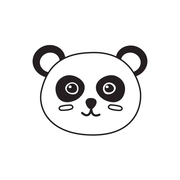 Vector Platte Cartoon Hand Getekend Doodle Panda Gezicht Geïsoleerd Witte — Stockvector