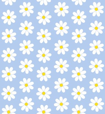 Nane arkaplanda izole edilmiş düz papatya çiçeğinin vektörsüz deseni