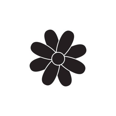 Beyaz arkaplanda izole edilmiş vektör düz siyah çiçek