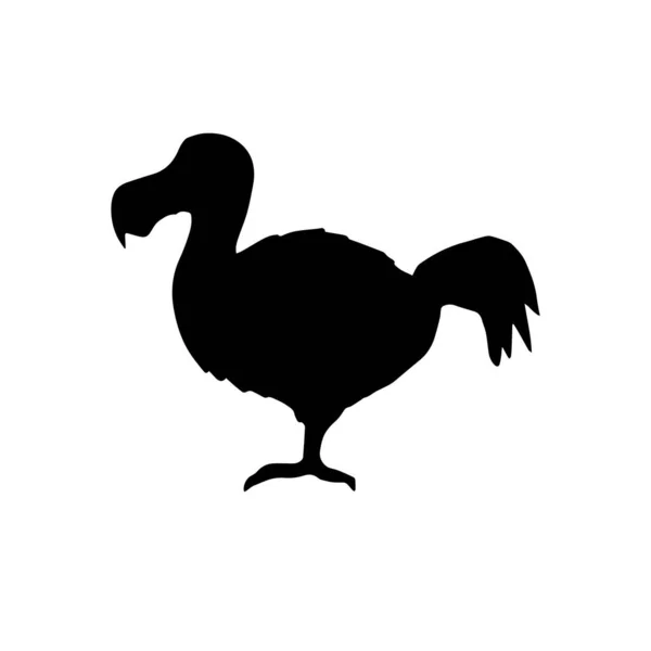 Silhouette Oiseau Dodo Dessinée Main Vectorielle Isolée Sur Fond Blanc — Image vectorielle