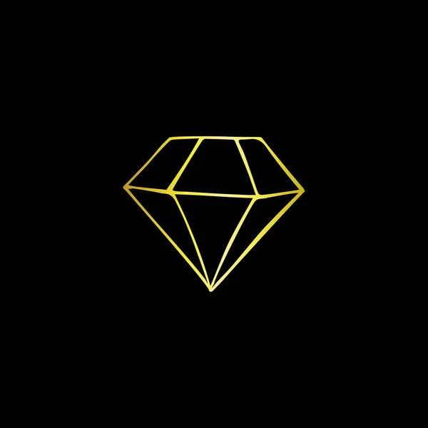 Vecteur Dessiné Main Croquis Diamant Isolé Sur Fond Noir — Image vectorielle