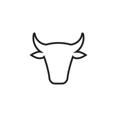 Beyaz arkaplanda izole edilmiş vektör düz boğa başı siluet simgesi