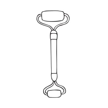 Vektör el çizimi çizim gua sha yüz masajı silindiri beyaz arka planda izole