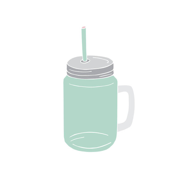 Векторный ручной рисунок набросок чашки смузи банку изолированы на белом фоне