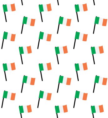 Arkaplanda izole edilmiş düz İrlanda bayraklarının vektörsüz deseni