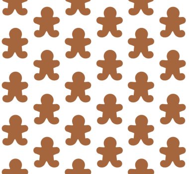 Beyaz arkaplanda izole edilmiş zencefilli ekmek siluetinin vektörsüz deseni