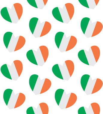 Arkaplanda izole edilmiş İrlanda bayraklarını şekillendiren pürüzsüz düz kalp deseni