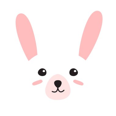 Beyaz arka planda izole edilmiş vektör düz karalama tavşan yüzü