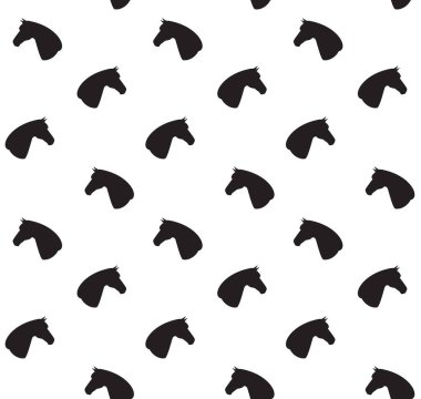 Beyaz arka planda izole edilmiş düz at başlarının vektör deseni