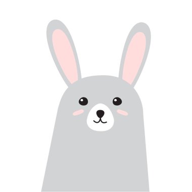 Vektör el çizilmiş karalama düz tavşan yüz beyaz arka planda izole