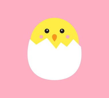 Paskalya günü için düz bir tarzda tatlı bir piliç..