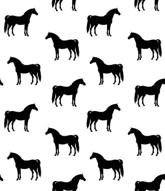 Beyaz arkaplanda siyah at siluetleri