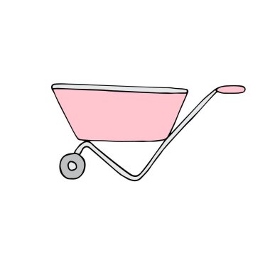 Beyaz arkaplanda el arabası vektör illüstrasyonu