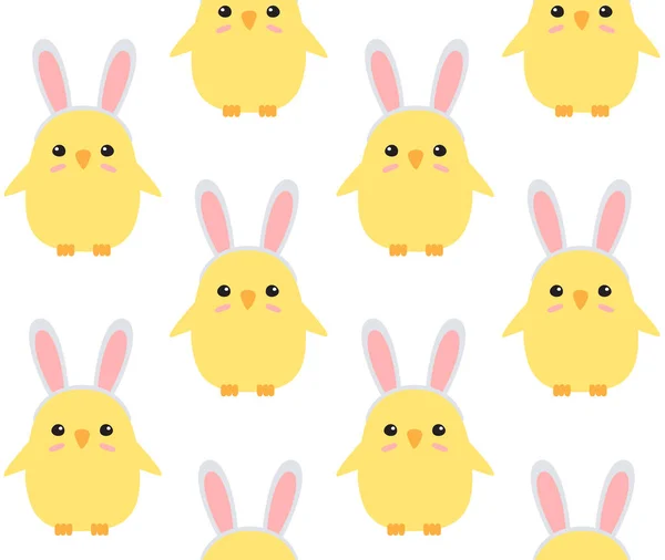 Polluelos Lindos Estilo Plano Para Día Pascua Ilustración Sin Fisuras — Vector de stock