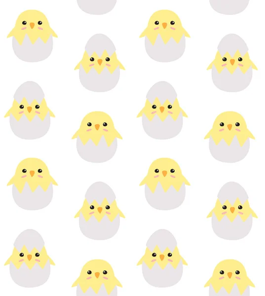 Cute Chicks Flat Style Easter Day Seamless Illustration — Stock Vector