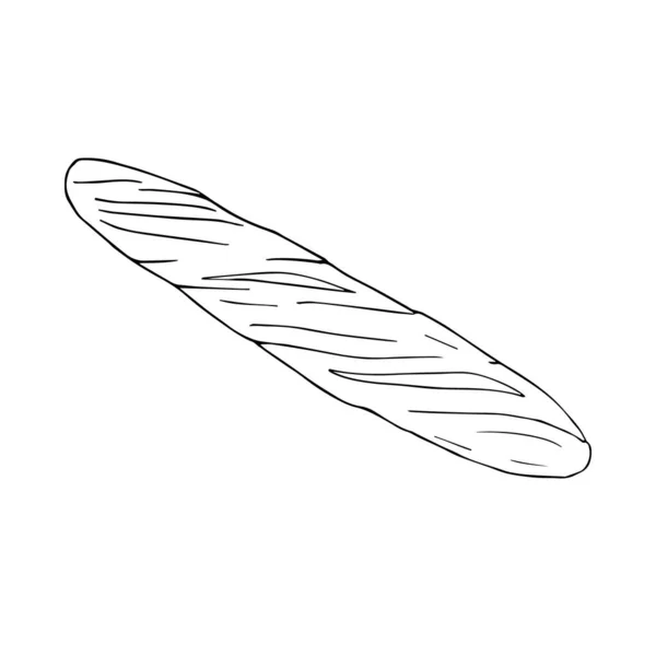 Vector Handgezeichnetes Doodle Skizze Baguette Brot Isoliert Auf Weißem Hintergrund — Stockvektor