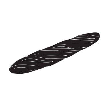 Vektör el çizimi, beyaz arkaplanda izole edilmiş siyah ekmek çizimi