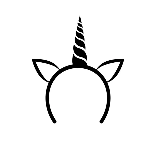 Vektor Kepala Unicorn Datar Bezel Dengan Tanduk Dan Telinga Terisolasi - Stok Vektor