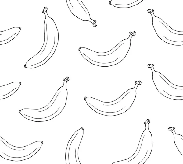 Векторный Бесшовный Рисунок Рисованных Руки Каракулей Бананов Белом Фоне — стоковый вектор