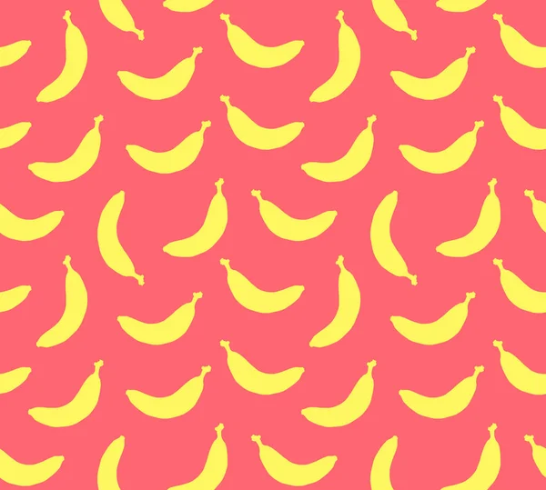 Векторный Бесшовный Рисунок Желтого Ручного Бананового Силуэта Выделенного Розовом Фоне — стоковый вектор