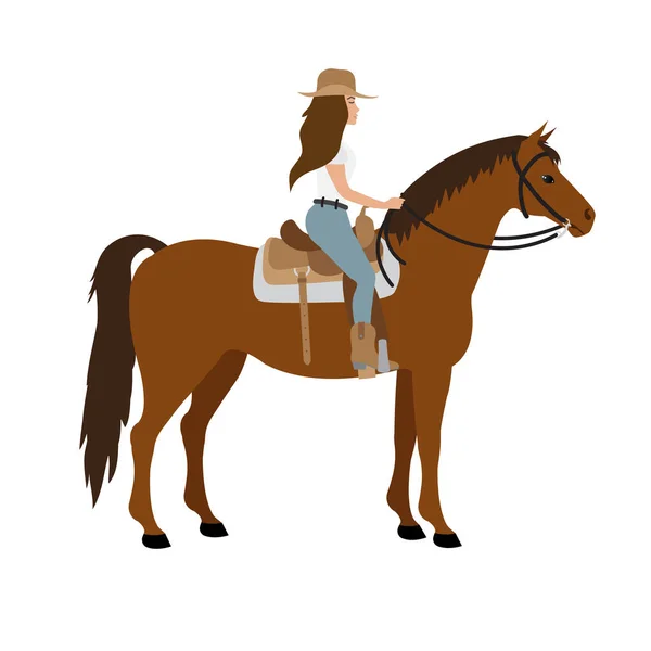 Cavallo Con Cappello Cowboy Fiocco Illustrazione Vettoriale — Vettoriale Stock