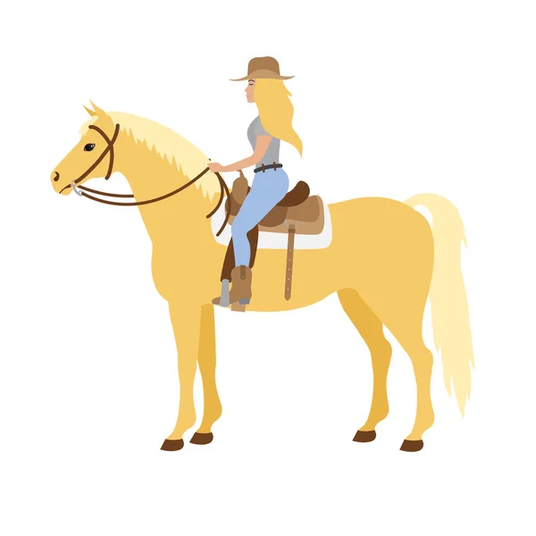 Horse Cowgirl Vector Illustration — Stock Vector