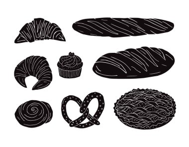 Fırın ürünleri seti. vektör illüstrasyonu