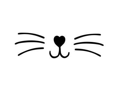 Vektör eli çizilmiş, çizilmiş kedi burnu