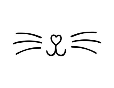 Vektör el çizimi beyaz arka planda izole kedi burnu çizimi