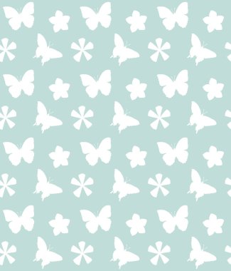 Nane yeşili arka planda beyaz el, kelebekler ve çiçek siluetleri çiziyor.