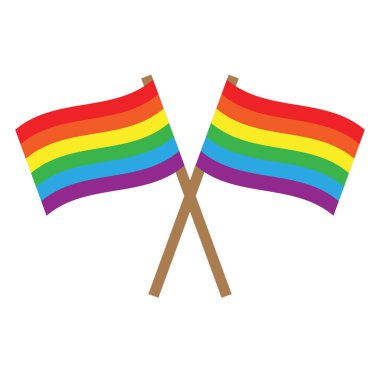 Vektör düz çizgi film beyaz arkaplanda izole edilmiş lgbt gurur gökkuşağı bayraklarını geçti