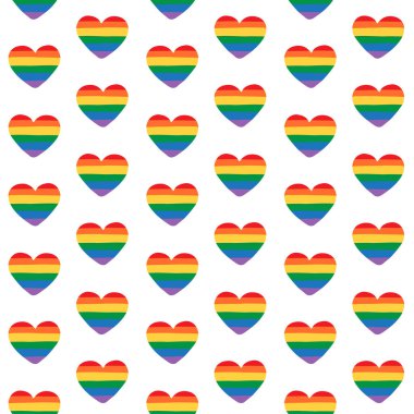 El çiziminin kusursuz deseni lgbt gurur gökkuşağı kalpleri beyaz arkaplanda izole