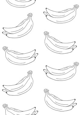 Beyaz arkaplanda izole edilmiş muzların vektörsüz deseni 