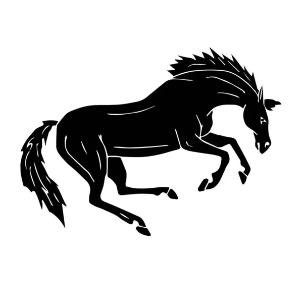 Illustration Horse Vector Silhouette Coloring Page — Stock Vector