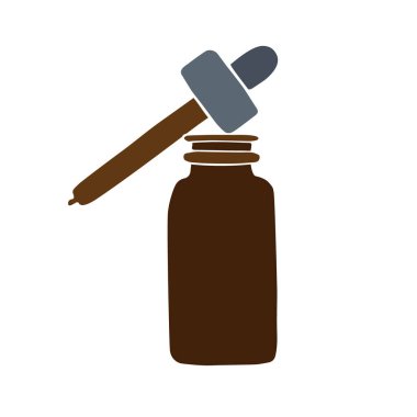 Vektör renkli el çizimi yağ özü şişesi