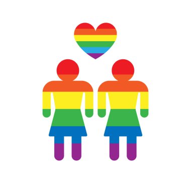 Vektör düz lgbt gökkuşağı bayrağı lezbiyen kadın simgesi