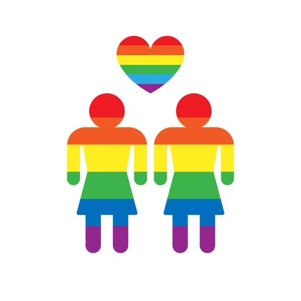 Vecteur plat lgbt drapeau arc-en-ciel lesbienne femme icône — Image vectorielle