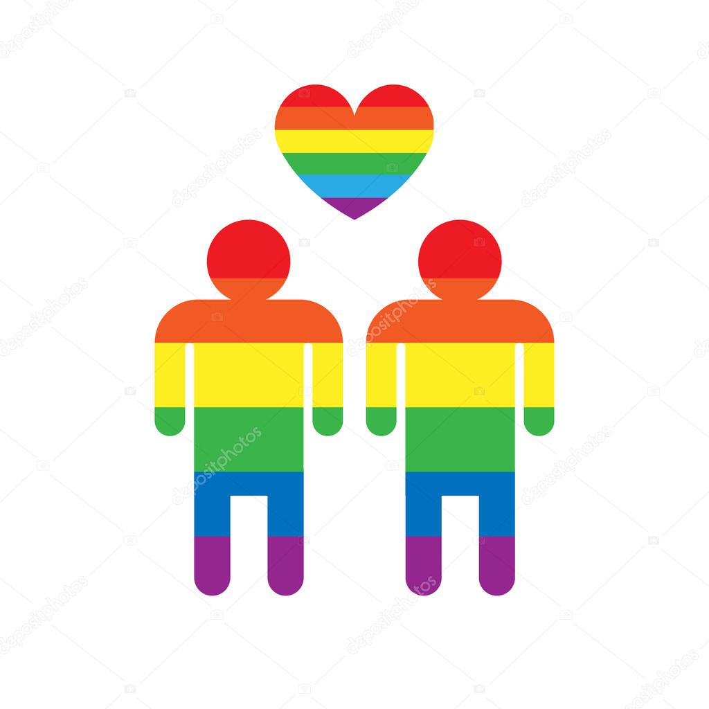 Vector flat lgbt rainbow flag gay man icon